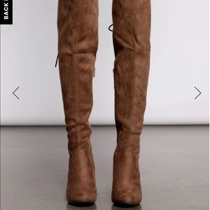 Over the knee brown boots